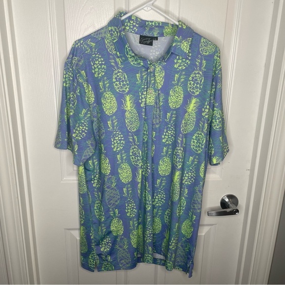 Sunday Swagger Other - Sunday Swagger Tropical Thunder Golf Polo Neon Pineapple Novelty Print XL
